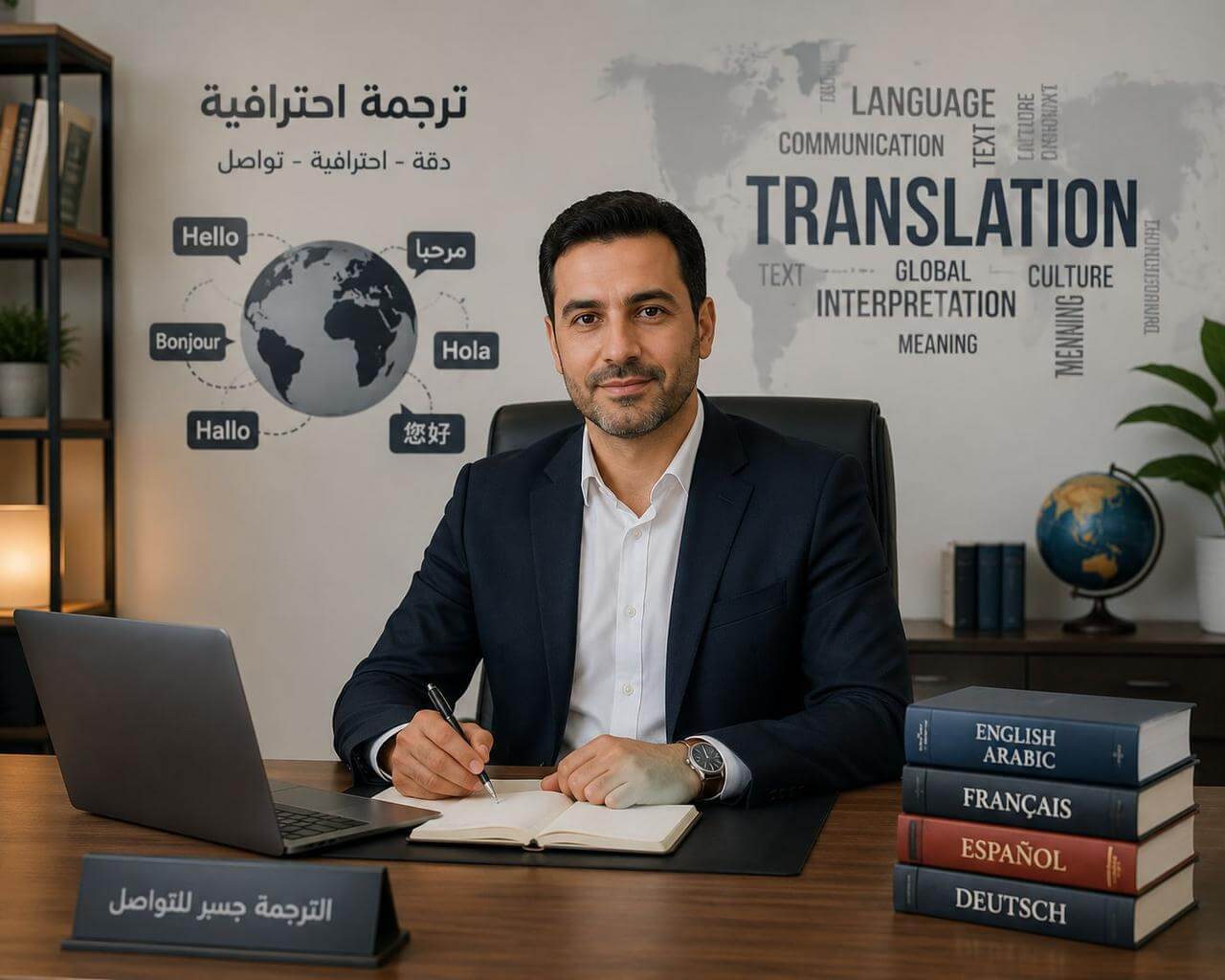Professional translator at work